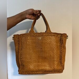 PRADA - Madras leather tote